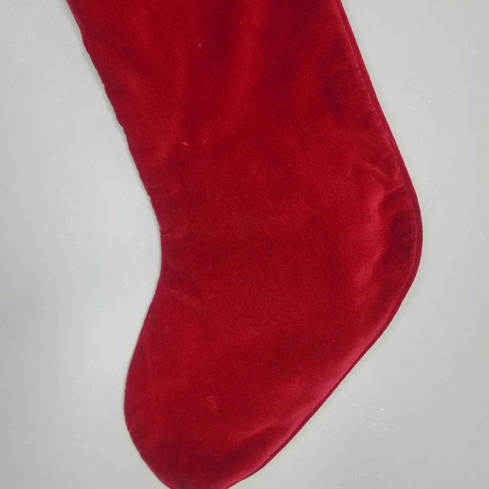 LL Bean Needlepoint‎ Red Christmas Stocking Santa Elves Embroidered Chase